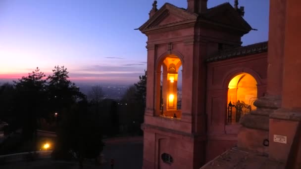 San Luca på sunset Bologna — Stockvideo