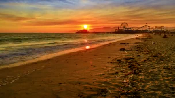 Santa Monica Pier захід сонця — стокове відео