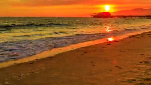 Praia de Santa Monica lapso de tempo — Vídeo de Stock