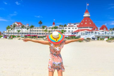 Turist kadın San Diego Beach
