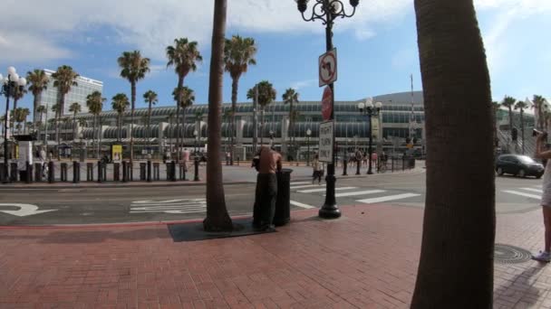 San Diego Downtown hemlösa — Stockvideo