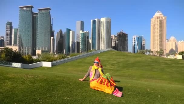 Doha rascacielos turista — Vídeos de Stock