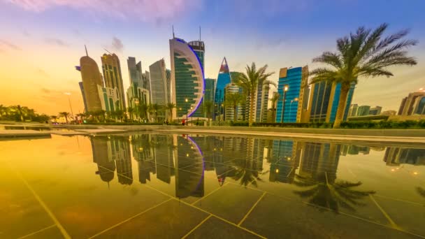 Doha west bay reflexion — Stockvideo