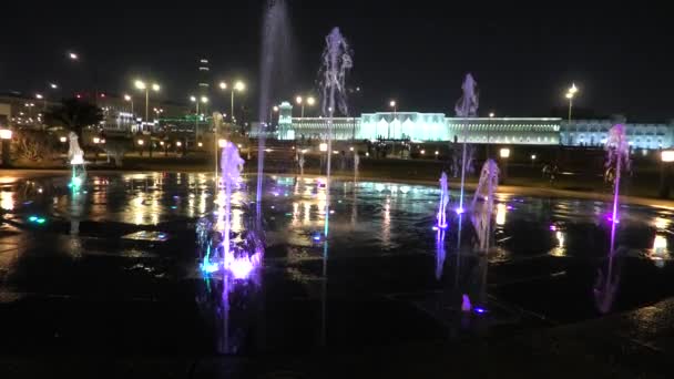 Doha water fontein nacht — Stockvideo