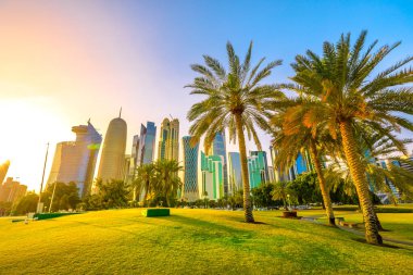 Doha West Bay skyline clipart