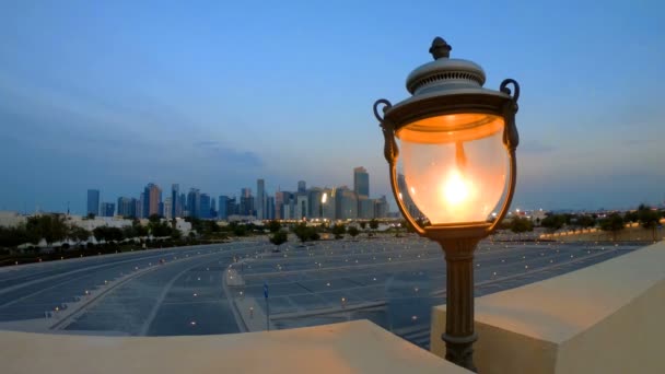 Захід затоки від мечеті Doha — стокове відео