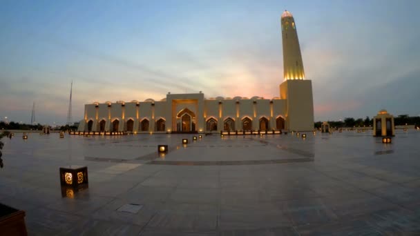 Atardecer de la Gran Mezquita de Doha — Vídeos de Stock