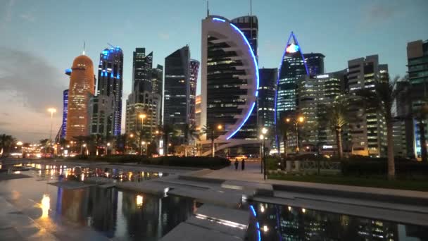 Доха захід Bay горизонт — стокове відео