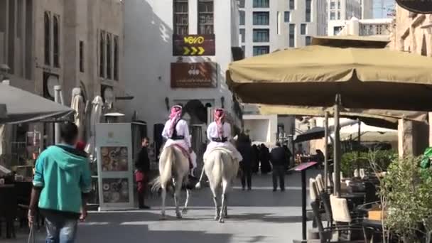 Police on horse Doha — Stock Video