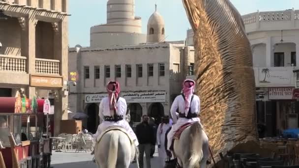 Police riding arabian horses — Stock Video