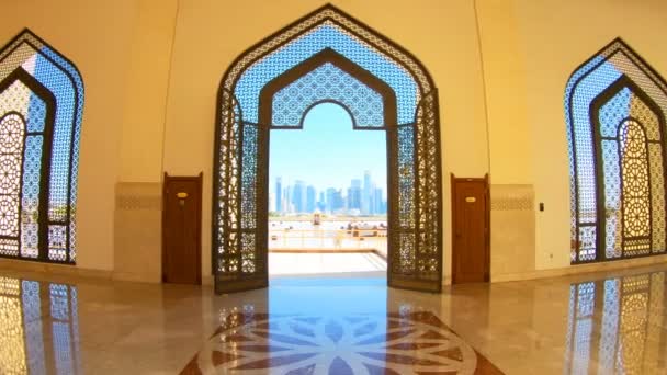 Entrada da Mesquita do Estado do Qatar — Vídeo de Stock