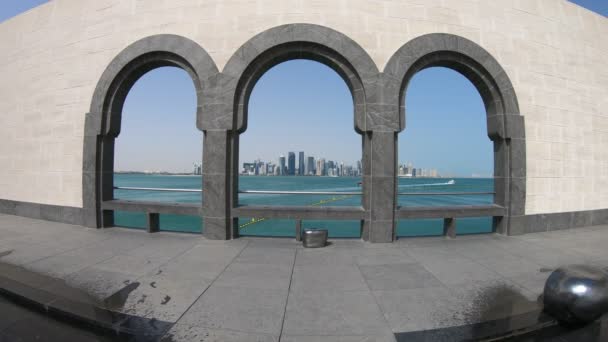 Panorama de la bahía oeste de Doha — Vídeos de Stock