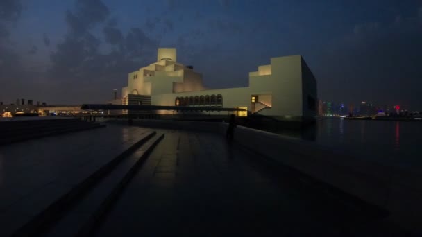 Доха набережній горизонт — стокове відео