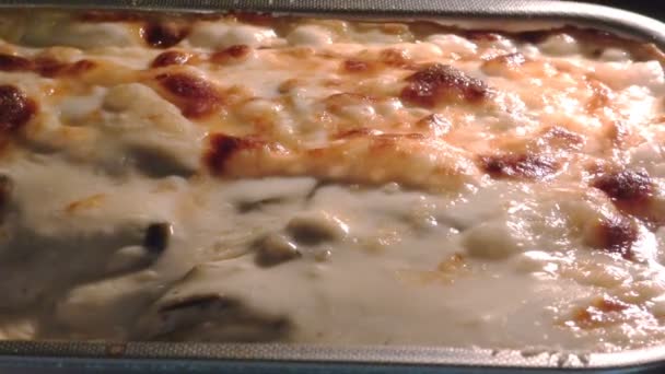 Pieczone lasagne w pieczenia cyny — Wideo stockowe