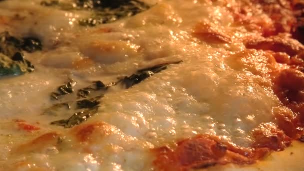 Ronde pizza koken close up — Stockvideo