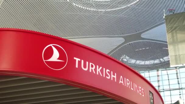 Stambuł Lotnisko Turkish Airlines zwolnionym tempie — Wideo stockowe