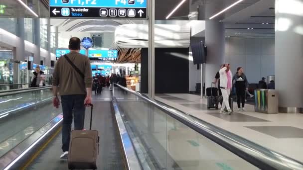 Стамбул аеропорт люди з bagages — стокове відео
