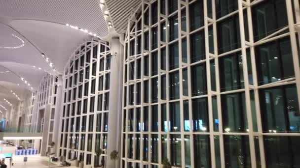 Nieuwe Istanbul International Airport Hall Windows — Stockvideo