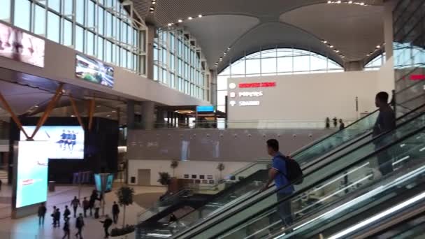 Rolltreppe am Flughafen Istanbul — Stockvideo