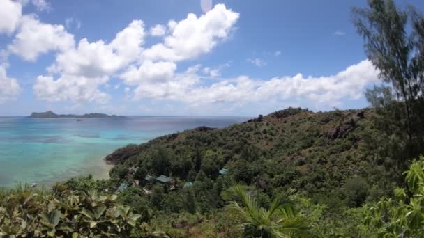 Praslin Seychellen luchtfoto Panorama — Stockvideo