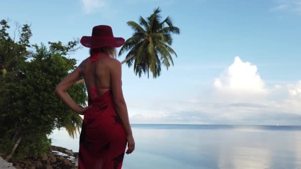 Vrouw op Praslin Island — Stockvideo