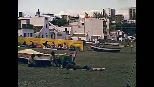 Costa del Sol 1970s Beach — Stockvideo