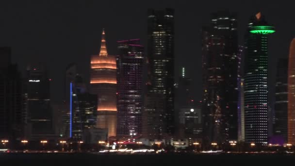 Doha skyline noc — Wideo stockowe