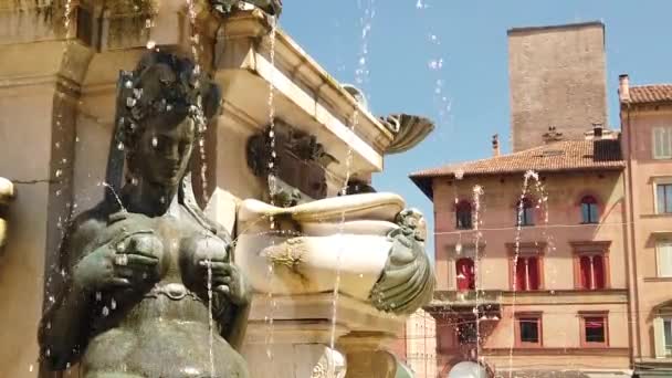 Русалки и статуи Нептуна в Болонье — стоковое видео