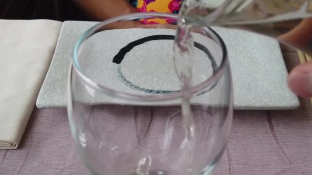 Verter vino blanco en vaso — Vídeo de stock