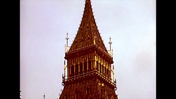 Archival Big Ben clock tower of London — Stock Video