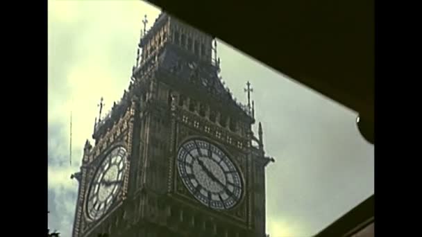 Archival Big Ben zegar wieża Londynu — Wideo stockowe