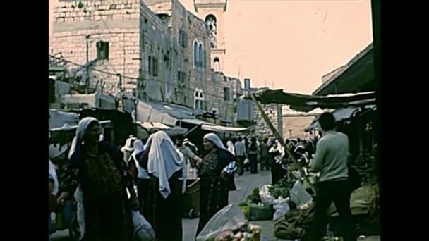 Archivstraßenmarkt von Betlehem — Stockvideo