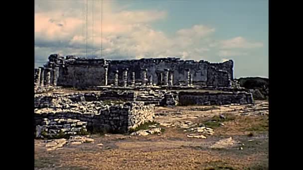 Archival ruins of Tulum of Mexico — Stock Video