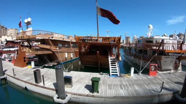 Pärlan Qatar Harbor Panorama — Stockvideo