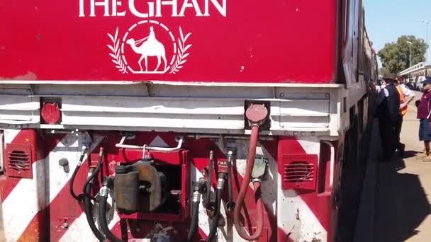 The Ghan touristic train locomotive — Stock Video