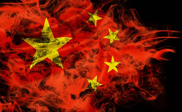 China com bandeiras de fumaça — Fotografia de Stock