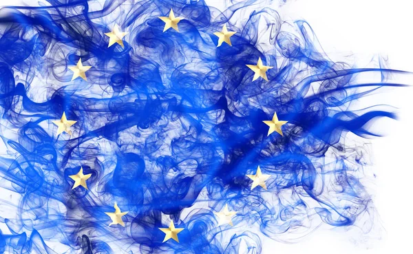 Європейський прапор з димом. — стокове фото