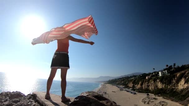 Amerikaanse vlag tegen de lucht — Stockvideo