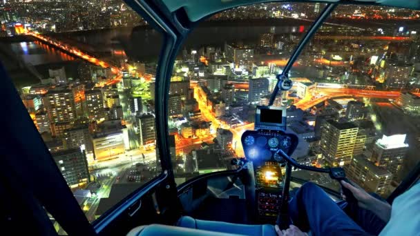 Helicóptero em Osaka — Vídeo de Stock