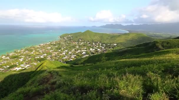 Lanikai vista para a praia de Lanikai Pillbox — Vídeo de Stock