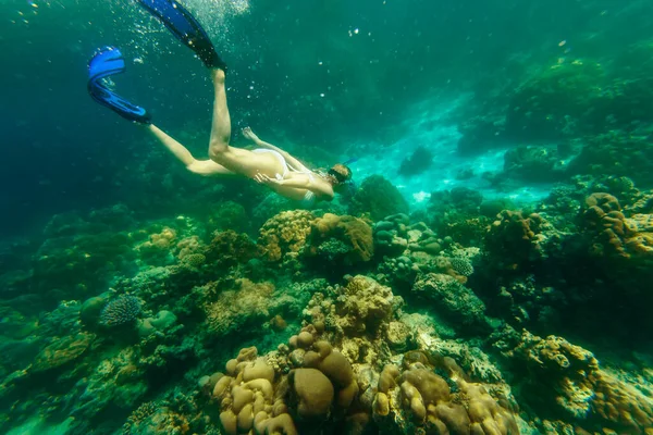 Chica en apnea en las islas Surin — Foto de Stock