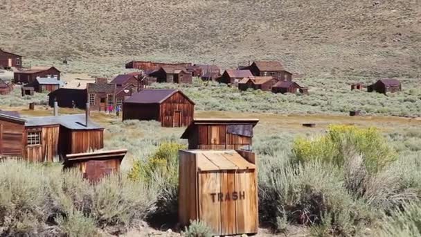 Bodie Ghost Town 1800s old trash can — Stock Video