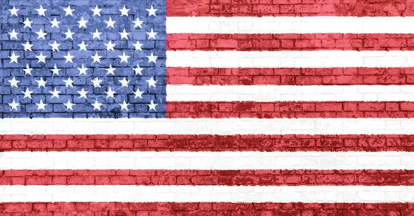 Mur av tegel flagga i USA — Stockfoto