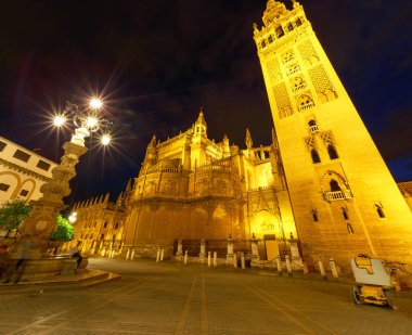 Geceleri Sevilla Katedrali İspanya