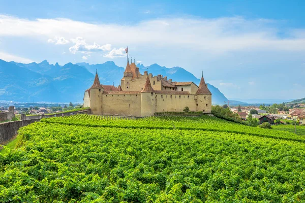 Aigle Castle and Terraced vineyards — Stock Photo, Image