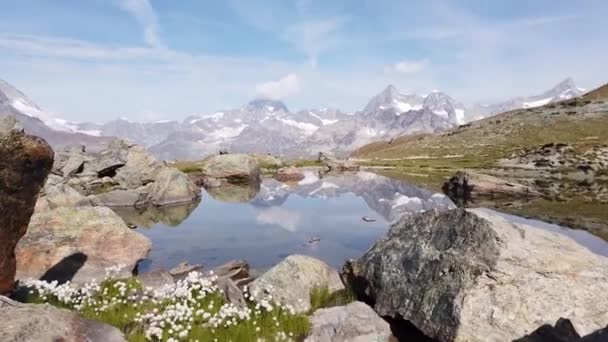 Matterhorn på Riffelsee Lake — Stockvideo