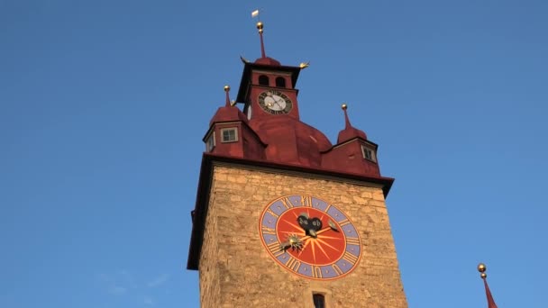 町役場のルツェルン時計塔 — ストック動画