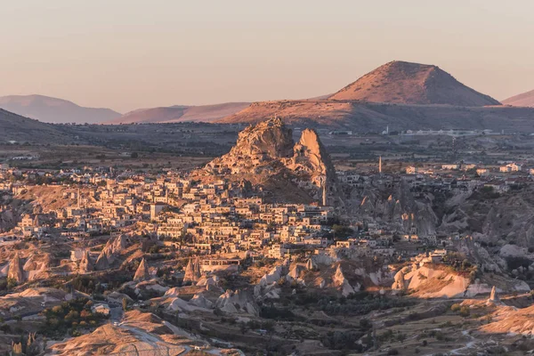 Légifelvételek Uchisar Kovács Tepeleri Alatt Napkelte Reggel Cappadocia Törökország — Stock Fotó