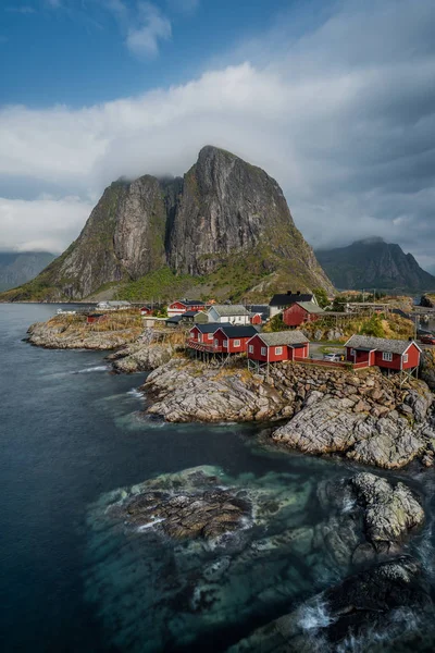 Vue Hamny Hamnya Petit Village Pêcheurs Dans Municipalité Moskenes Sur — Photo