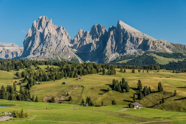 Vista Saslonch Sassolungo Langkofel Montanha Mais Alta Grupo Langkofel Alpe — Fotografia de Stock